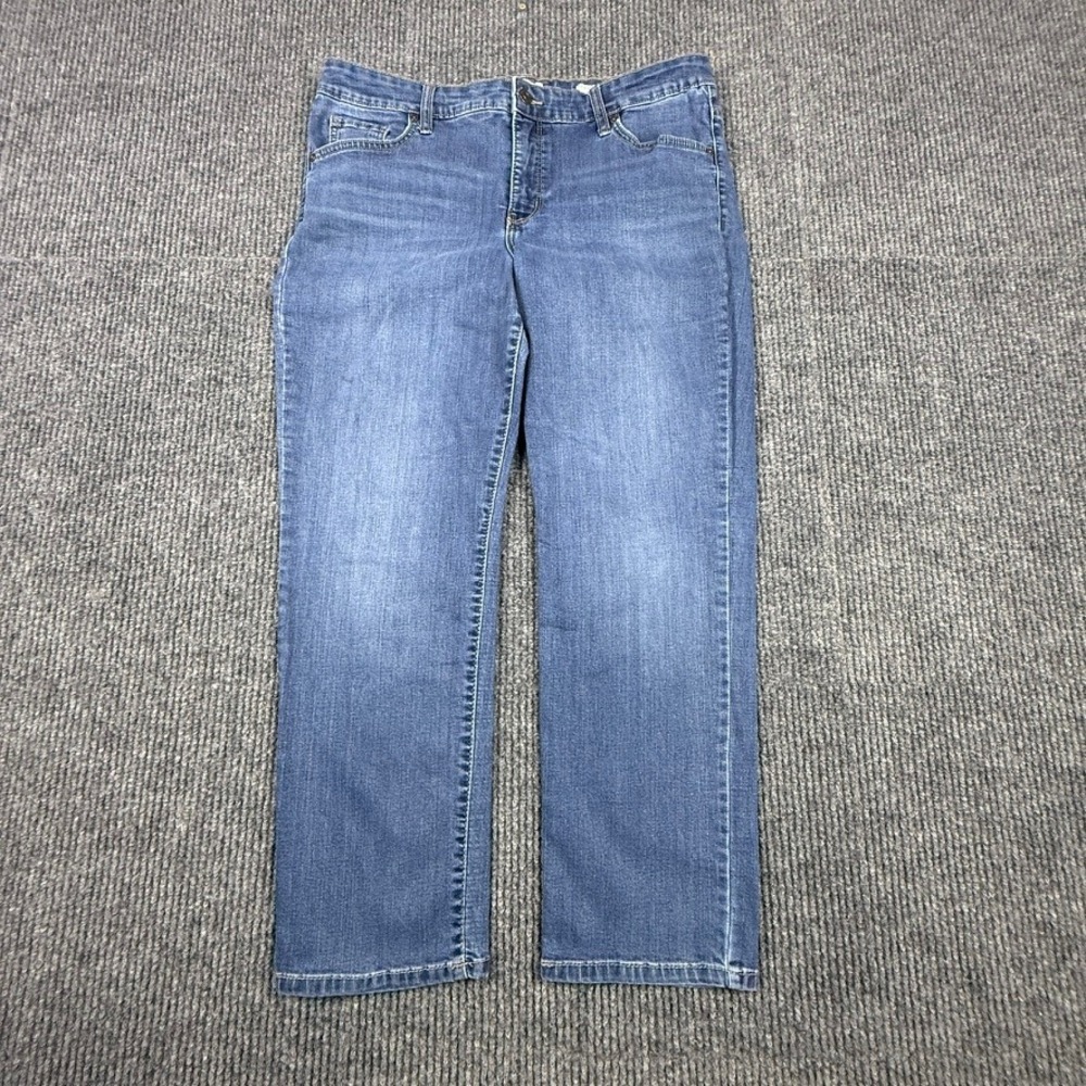 Wonderly Mid-Rise Straight Leg Jeans Womens 16P Medium Wash Blue Denim Stretch